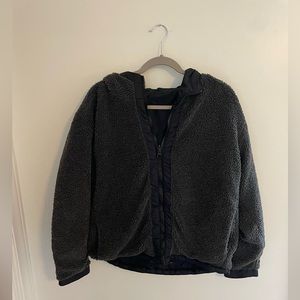Fabletics Cher Polar Reversible Black Fleece Jacket